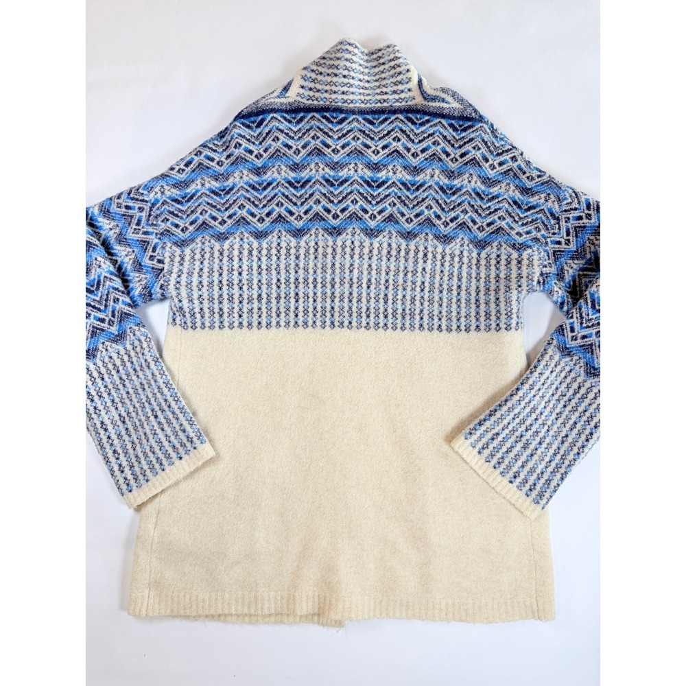 Joie Radegonde Cardigan Sweater Womens M Blue Wool Alpaca Fair Isle Open‎ Front - Picture 6 of 9